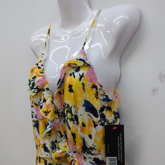 Olivia Grey Dailylook Faux Wrap Floral Maxi Dress Small Yellow - Picture 3 of 9